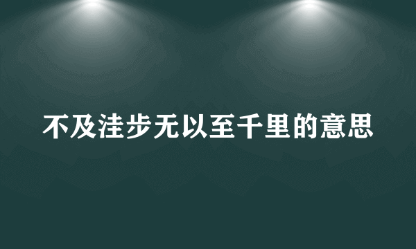 不及洼步无以至千里的意思