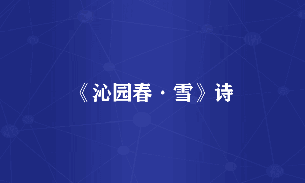 《沁园春·雪》诗