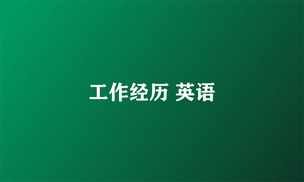 工作经历 英语