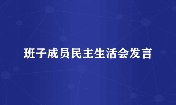 班子成员民主生活会发言