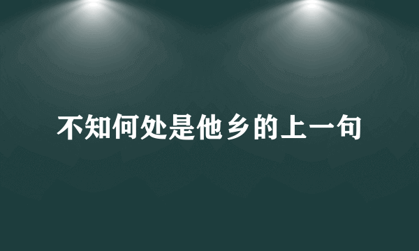 不知何处是他乡的上一句