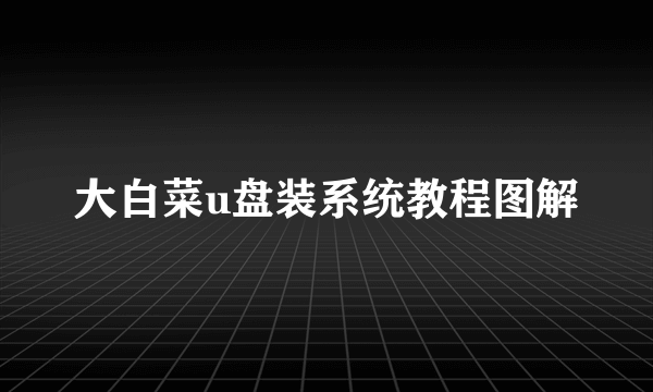 大白菜u盘装系统教程图解