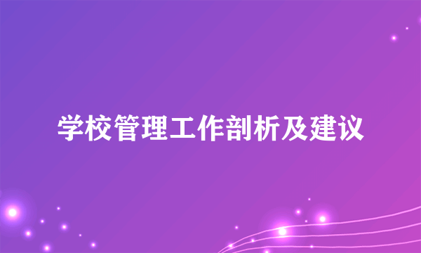 学校管理工作剖析及建议