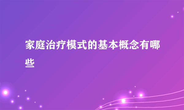 家庭治疗模式的基本概念有哪些