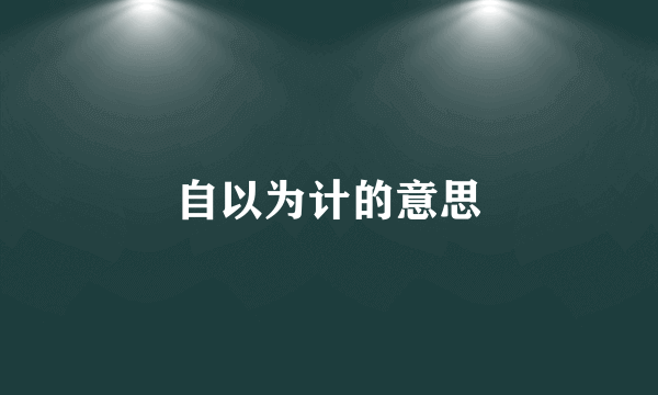 自以为计的意思
