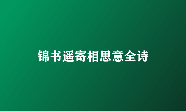 锦书遥寄相思意全诗