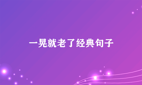 一晃就老了经典句子