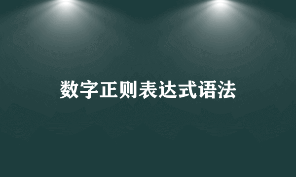 数字正则表达式语法