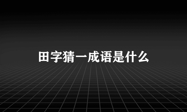 田字猜一成语是什么