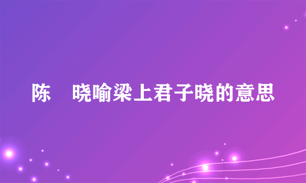 陈寔晓喻梁上君子晓的意思