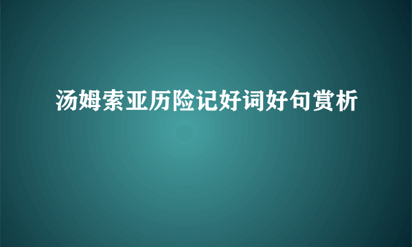 汤姆索亚历险记好词好句赏析