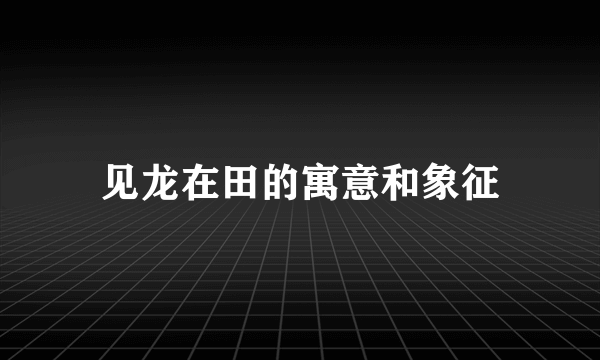 见龙在田的寓意和象征