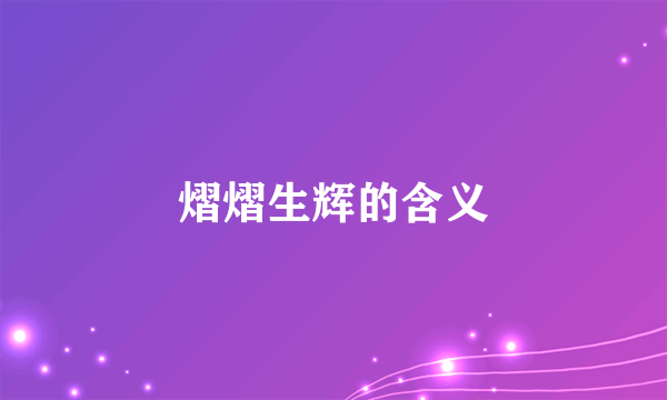 熠熠生辉的含义