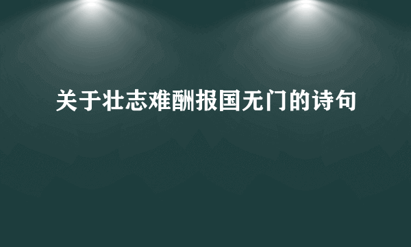 关于壮志难酬报国无门的诗句