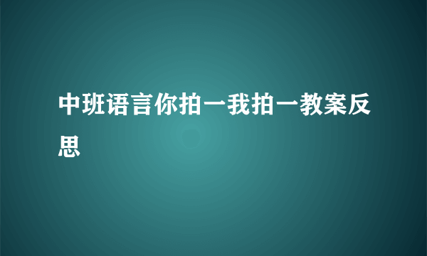 中班语言你拍一我拍一教案反思