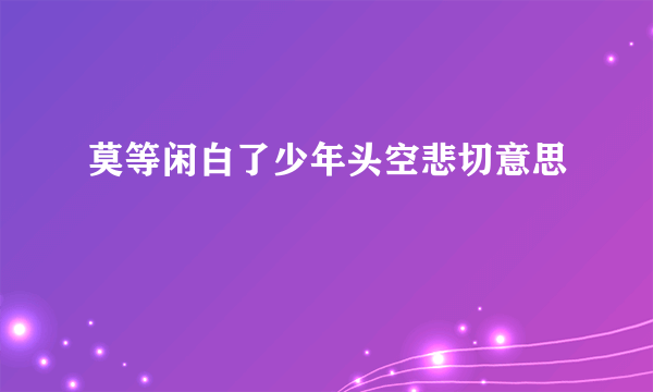 莫等闲白了少年头空悲切意思