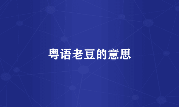 粤语老豆的意思