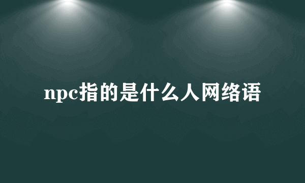 npc指的是什么人网络语