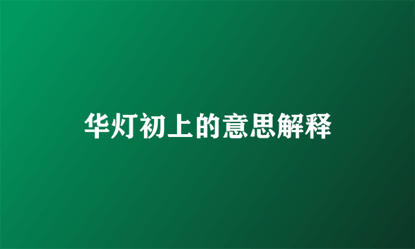 华灯初上的意思解释