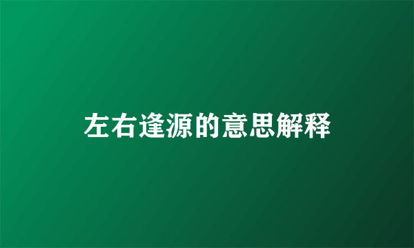 左右逢源的意思解释