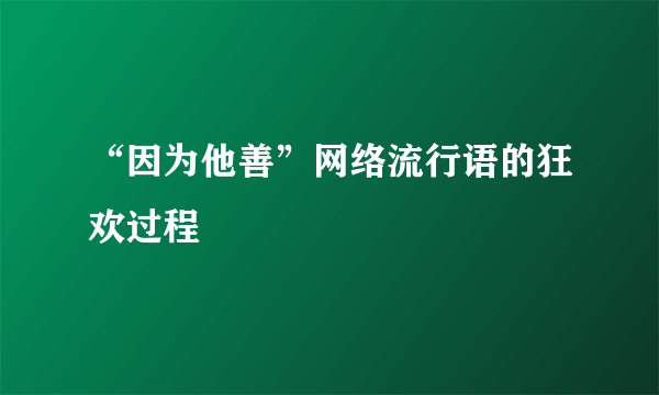 “因为他善”网络流行语的狂欢过程