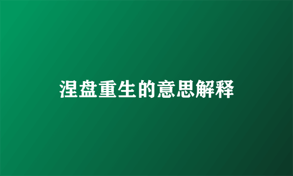 涅盘重生的意思解释