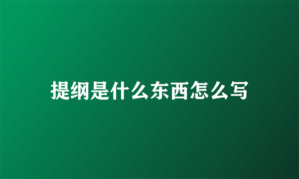 提纲是什么东西怎么写