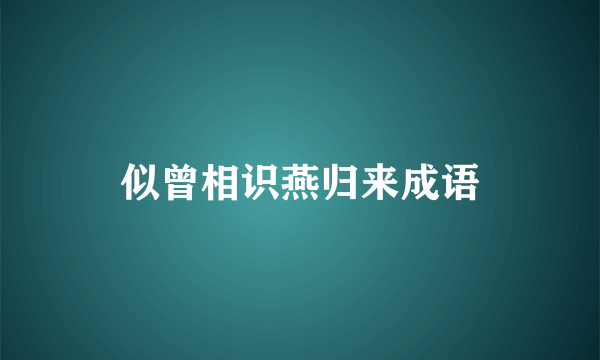 似曾相识燕归来成语