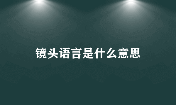 镜头语言是什么意思