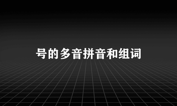 号的多音拼音和组词