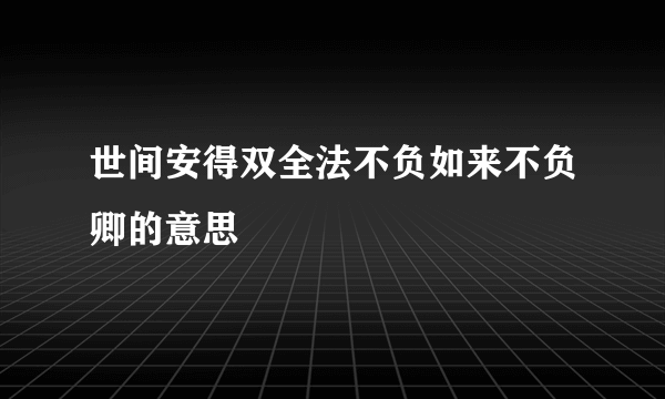 世间安得双全法不负如来不负卿的意思