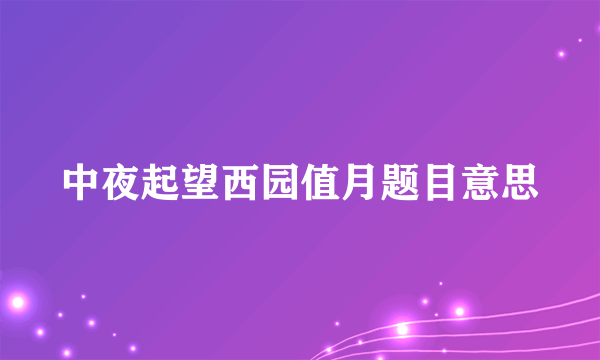 中夜起望西园值月题目意思