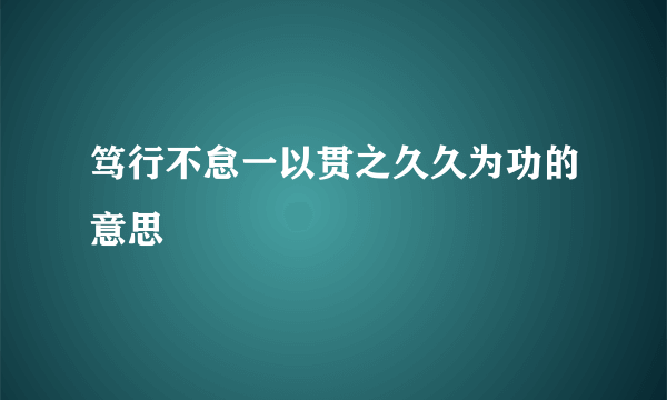 笃行不怠一以贯之久久为功的意思