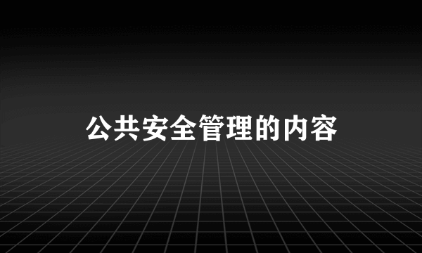 公共安全管理的内容
