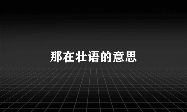 那在壮语的意思