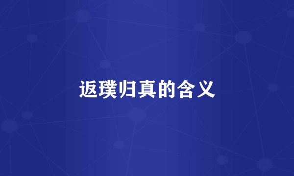 返璞归真的含义