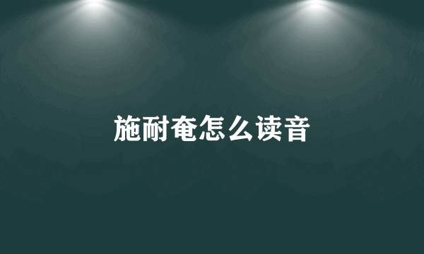 施耐奄怎么读音