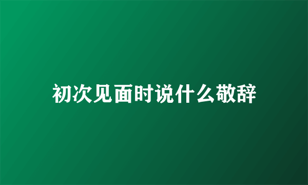 初次见面时说什么敬辞