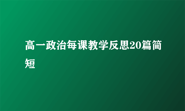 高一政治每课教学反思20篇简短