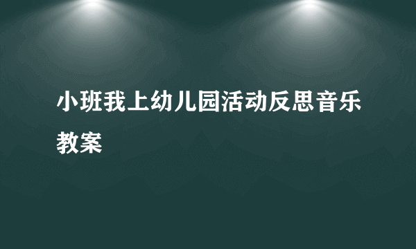 小班我上幼儿园活动反思音乐教案
