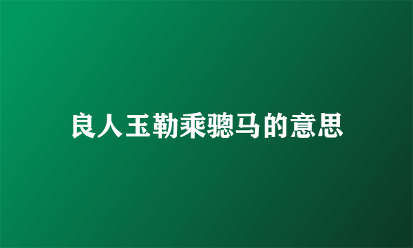 良人玉勒乘骢马的意思