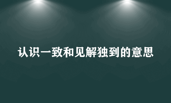 认识一致和见解独到的意思