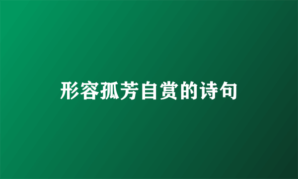形容孤芳自赏的诗句