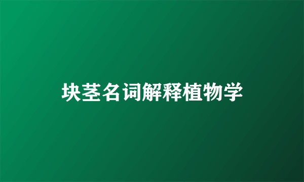 块茎名词解释植物学