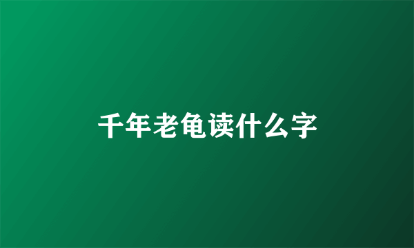 千年老龟读什么字