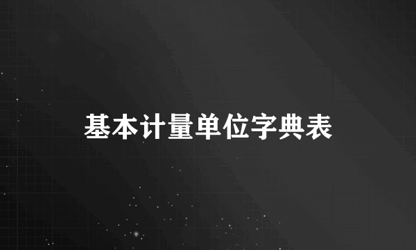 基本计量单位字典表