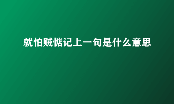 就怕贼惦记上一句是什么意思