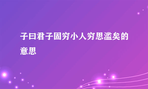 子曰君子固穷小人穷思滥矣的意思