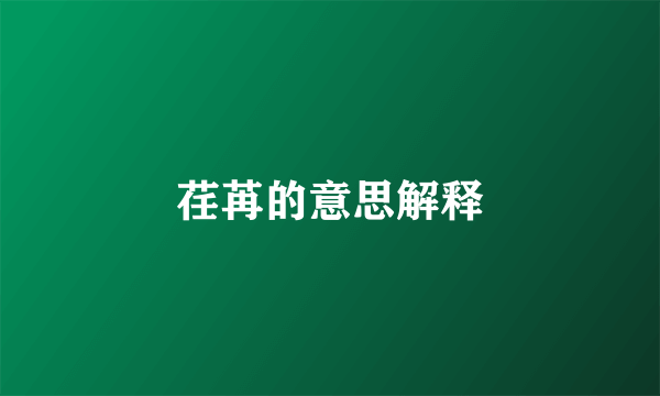 荏苒的意思解释