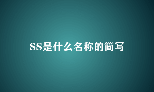 SS是什么名称的简写